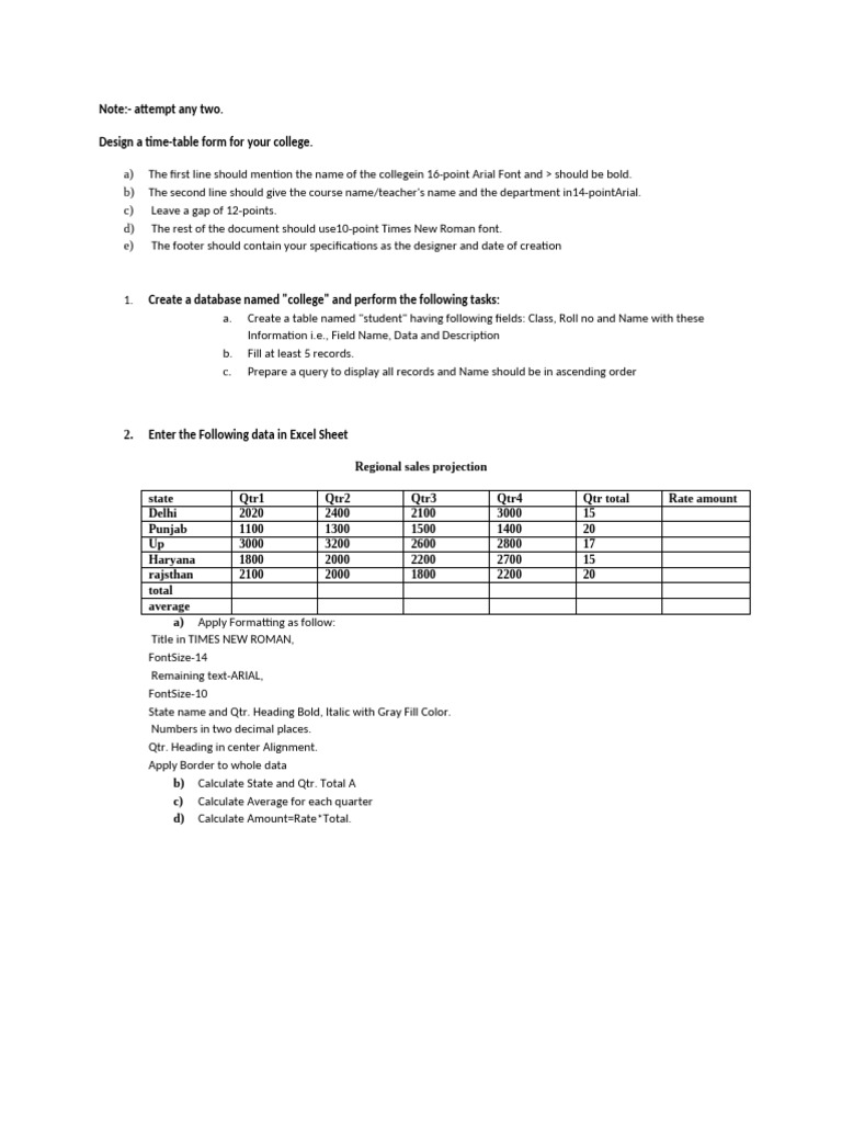 College Timetable and Database Design Guide | PDF