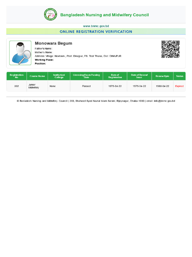BNMC Registration Info | PDF