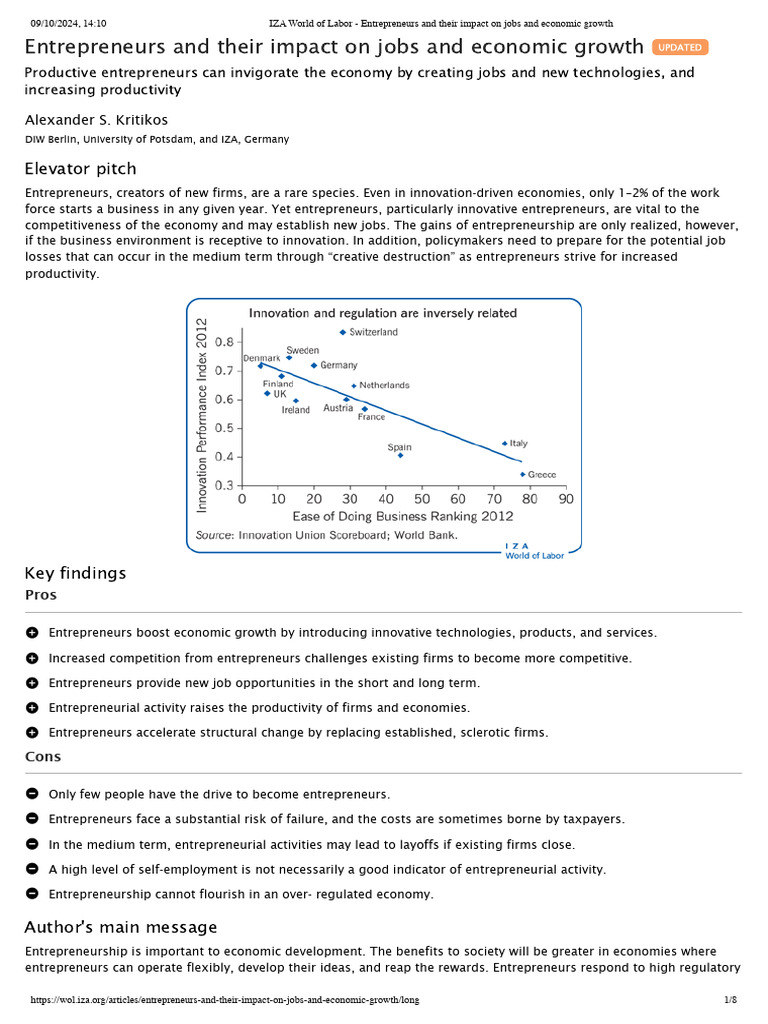 Entrepreneurs' Role in Economic Growth | PDF | Entrepreneurship ...