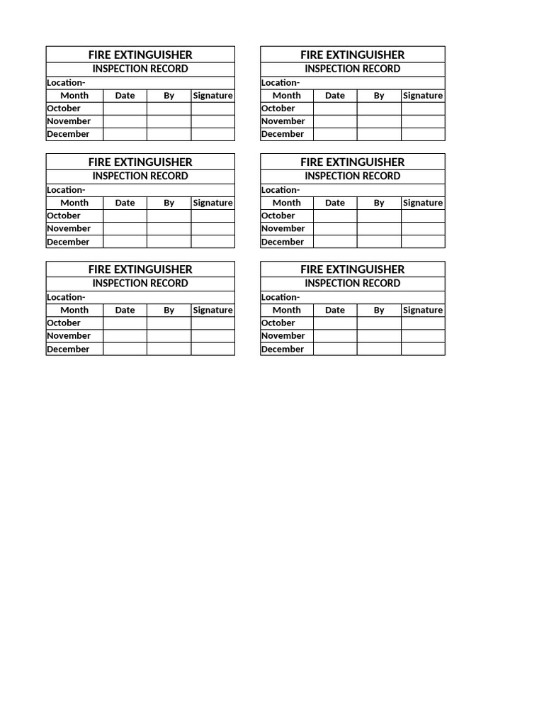 Fire Extinguisher Inspection Log | PDF