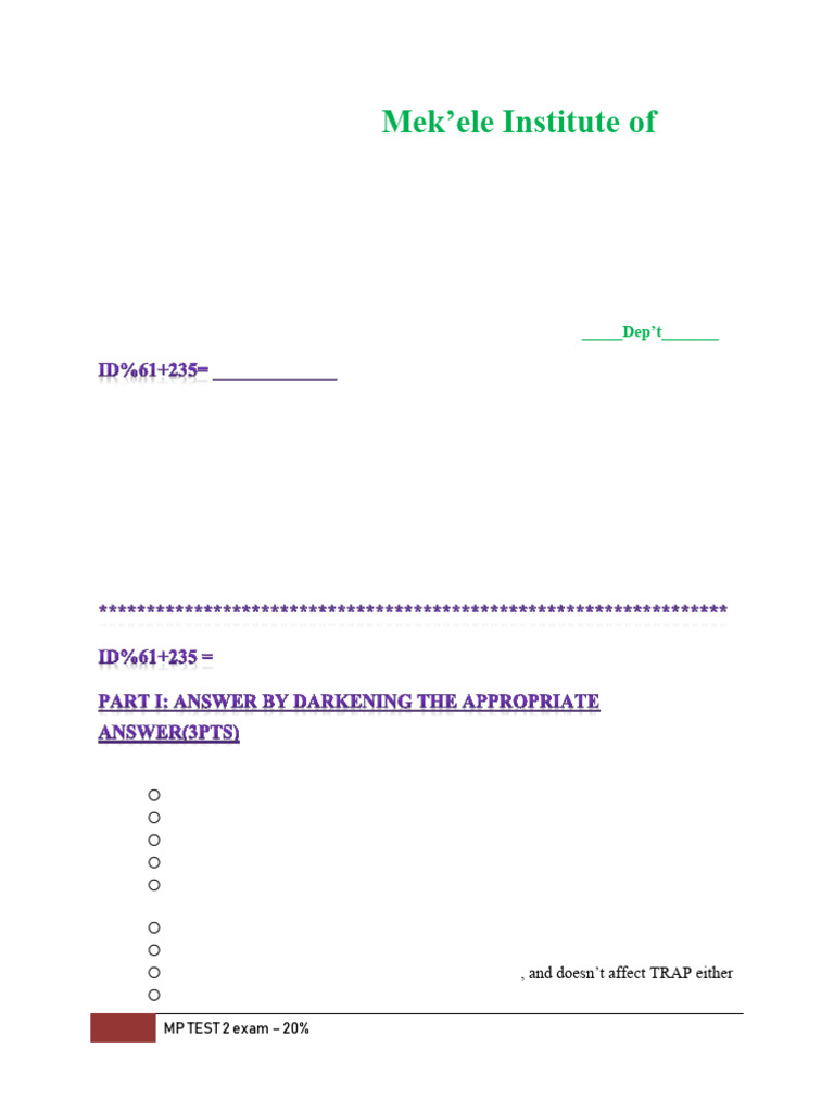 MP Test | PDF | Digital Electronics | Computer Science