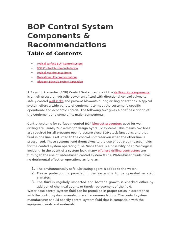 BOP Control System Overview & Guide | PDF | Pump | Valve