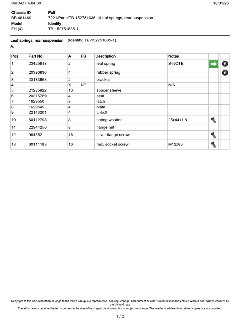 Rear Suspension Leaf Springs Parts List | PDF | Motor Vehicle | Land ...