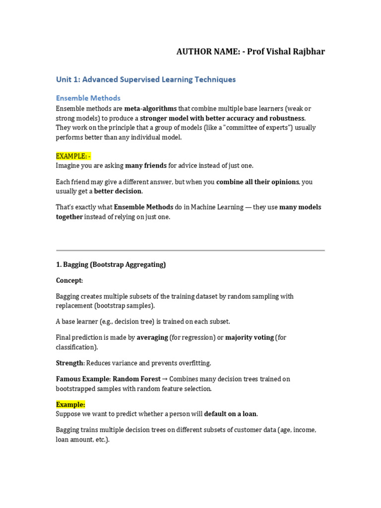 Advanced Supervised Learning Techniques | PDF | Support Vector Machine ...