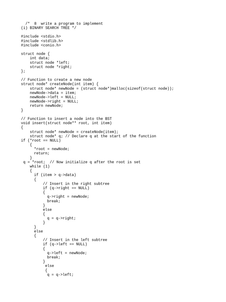 Implementing a Binary Search Tree | PDF | Software Engineering ...