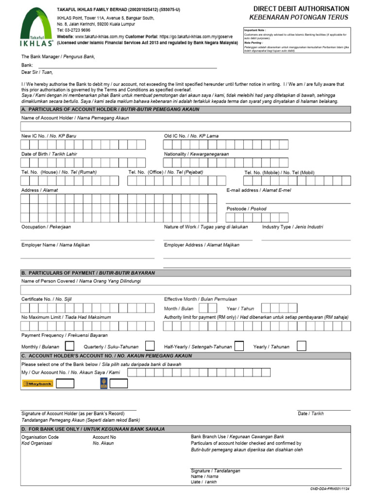 Direct Debit Authorisation Form Cc93ef7086 | PDF