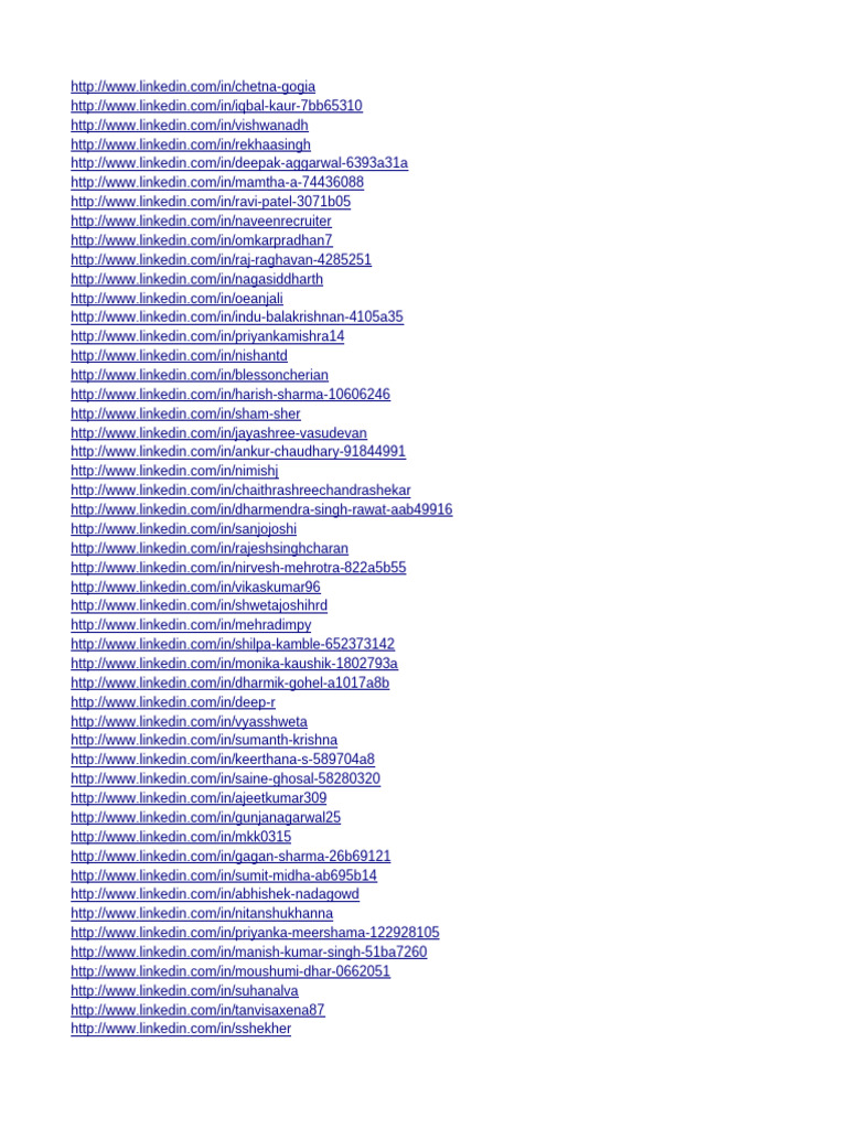 LinkedIn Profiles Directory List | PDF