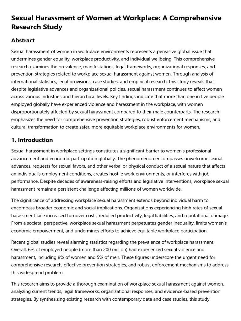 Workplace Sexual Harassment: Global Study | PDF | Sexual Harassment ...