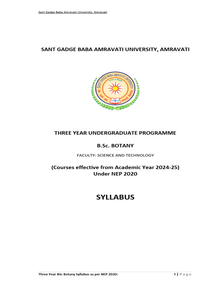 BSc Botany Syllabus NEP 2020 Amravati | PDF | Botany | Critical Thinking