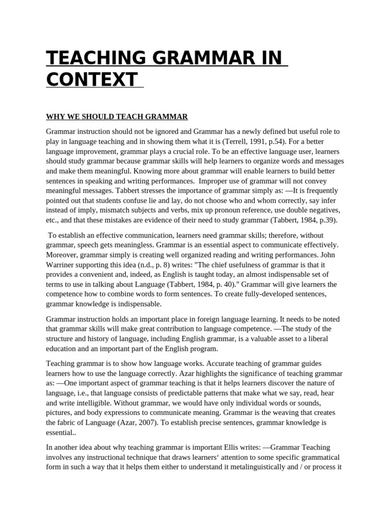 Importance of Contextual Grammar Teaching | PDF | Grammar | Language ...