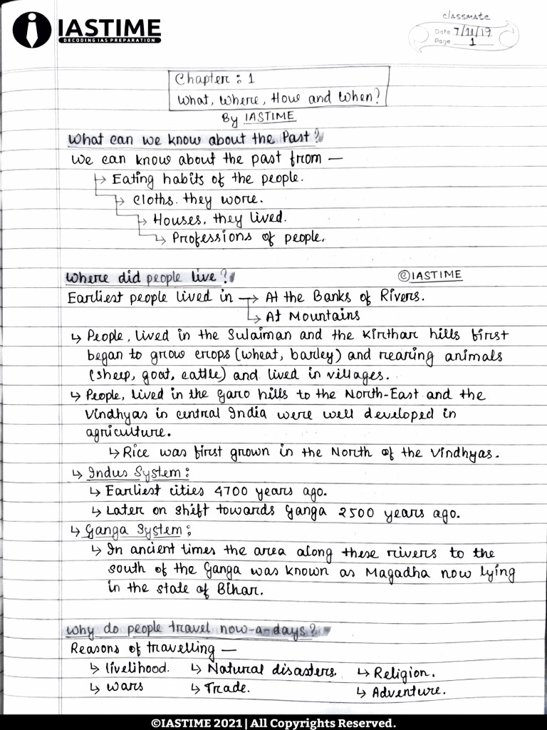 NCERT History Class 6 Summary Notes by ©IASTIME | PDF