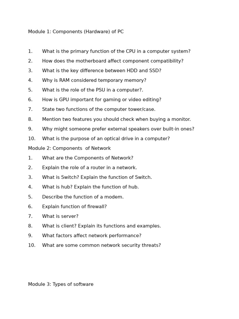 Pc Assembly Viva Question | PDF | Personal Computers | Computer Network