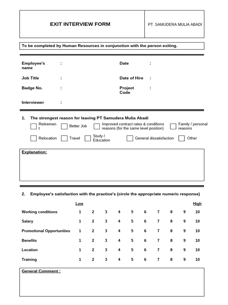 SMA-FR-HR-013 A Exit Interview Form | PDF | Employment | Chess