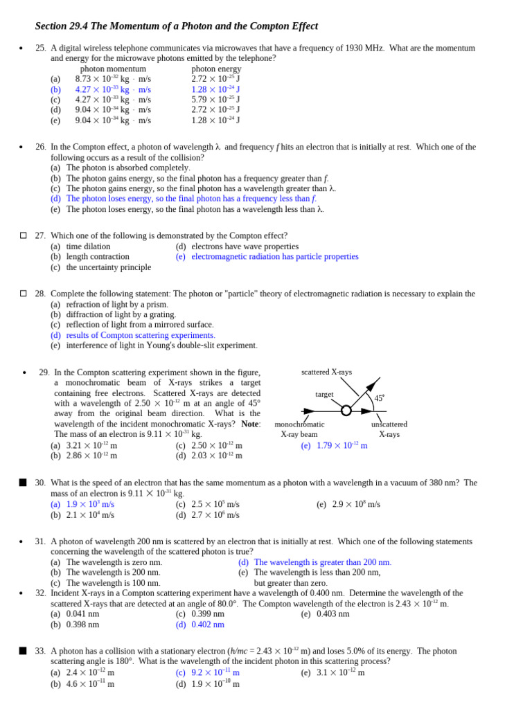 Answers - FA - The Momentum of A Photon and The Compton Effect | PDF ...