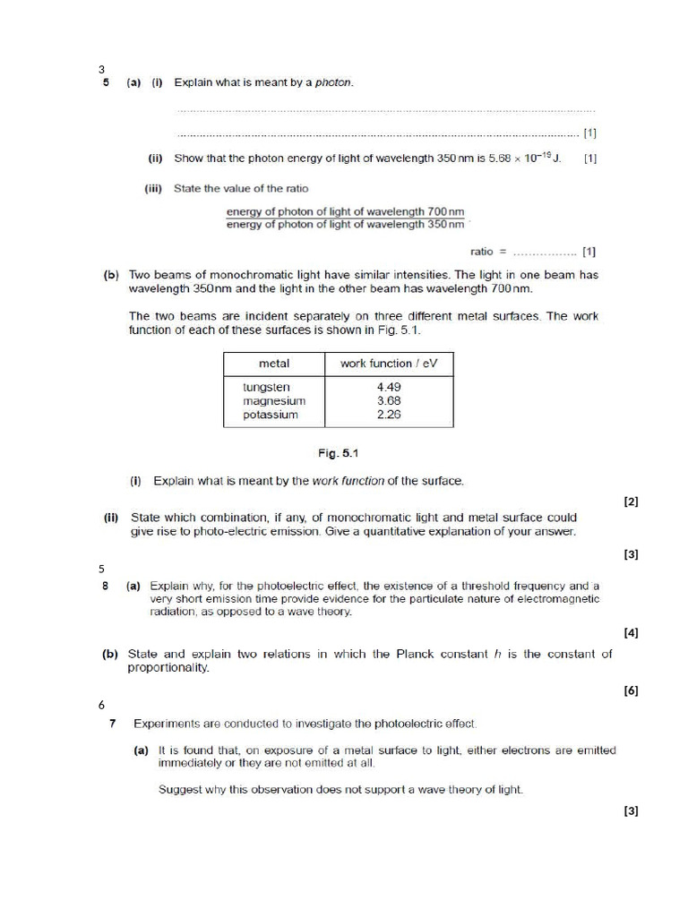 Photoelectric Effect Calculations Guide | PDF