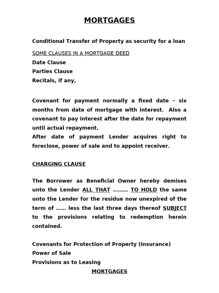 Essential Mortgage Clauses Explained | PDF