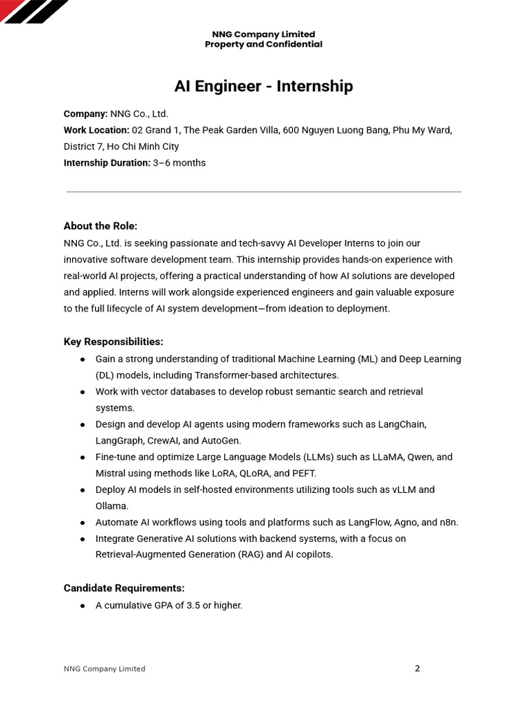 NNG - JD - Ai Engineer - Internship (20250626 - 042207 - 336) | PDF ...