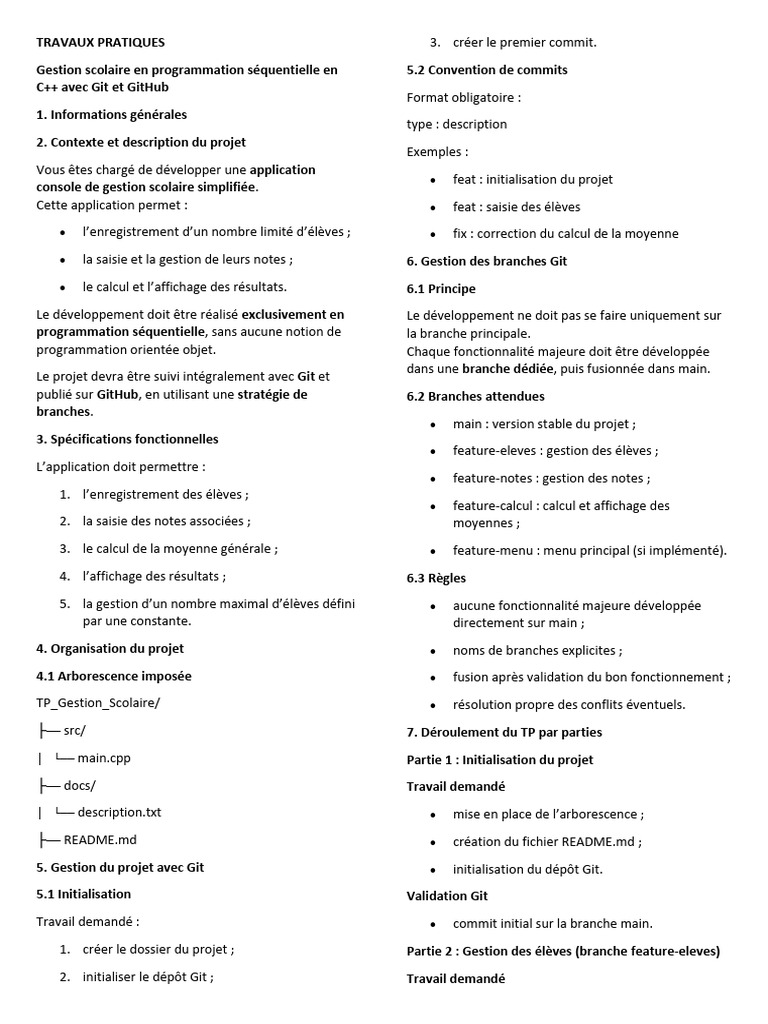 Gestion scolaire C++ avec Git et GitHub | PDF | Programmation ...