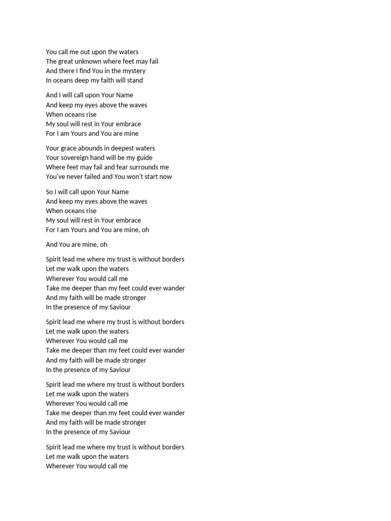 You Call Me Out Upon The Waters | PDF
