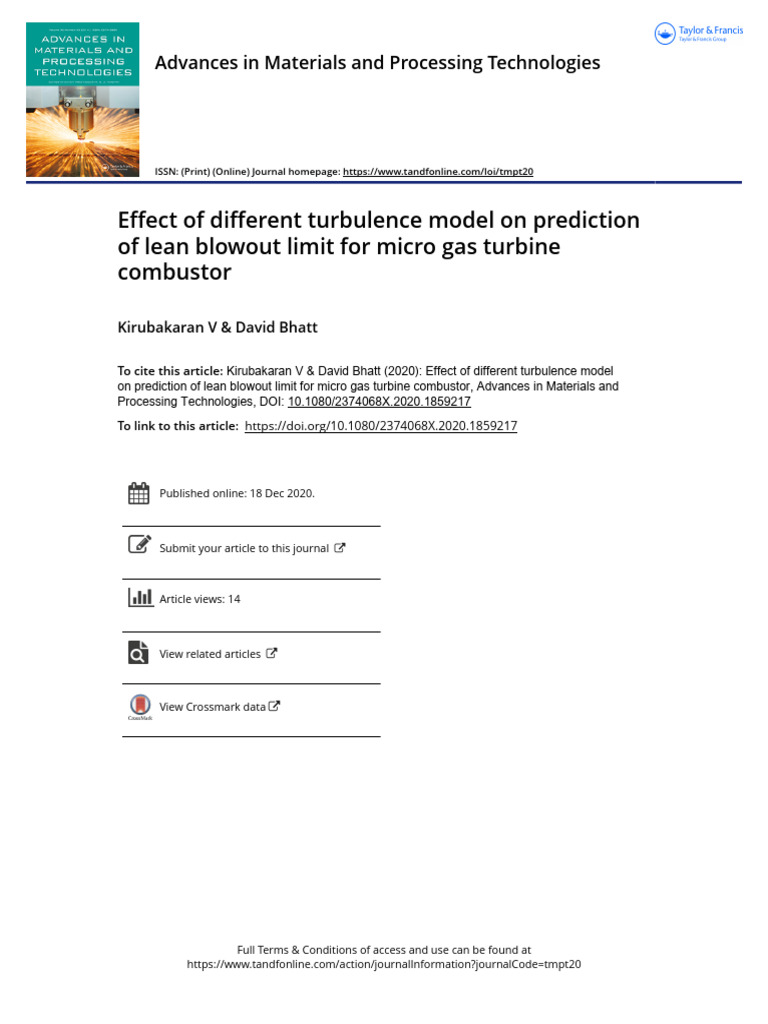 Effect of Different Turbulence Model On Prediction of Lean Blowout ...