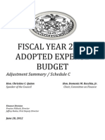 Fiscal Year 2013 Adopted Expense Budget, Adjustment Summary, Schedule C