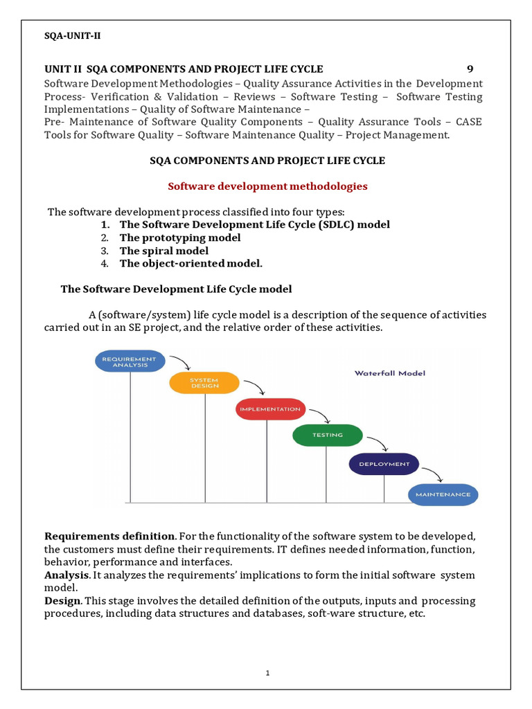 SQA Components & Software Life Cycle | PDF | Software Testing ...