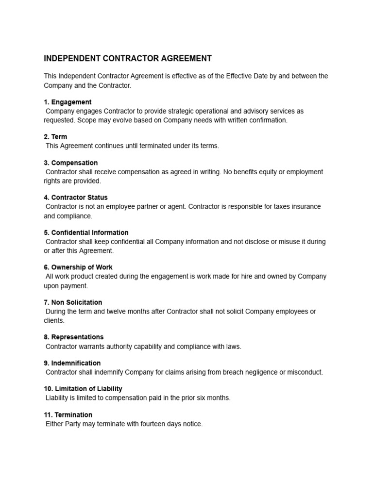 Independent Contractor Agreement Template | PDF