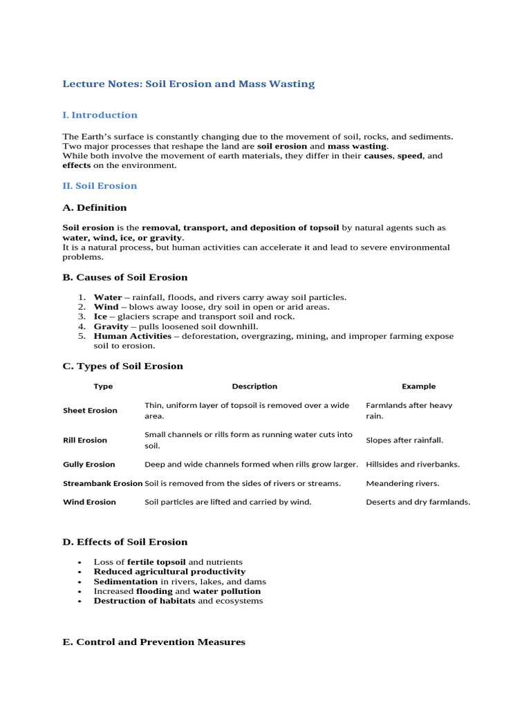 Understanding Soil Erosion and Mass Wasting | PDF | Plate Tectonics ...