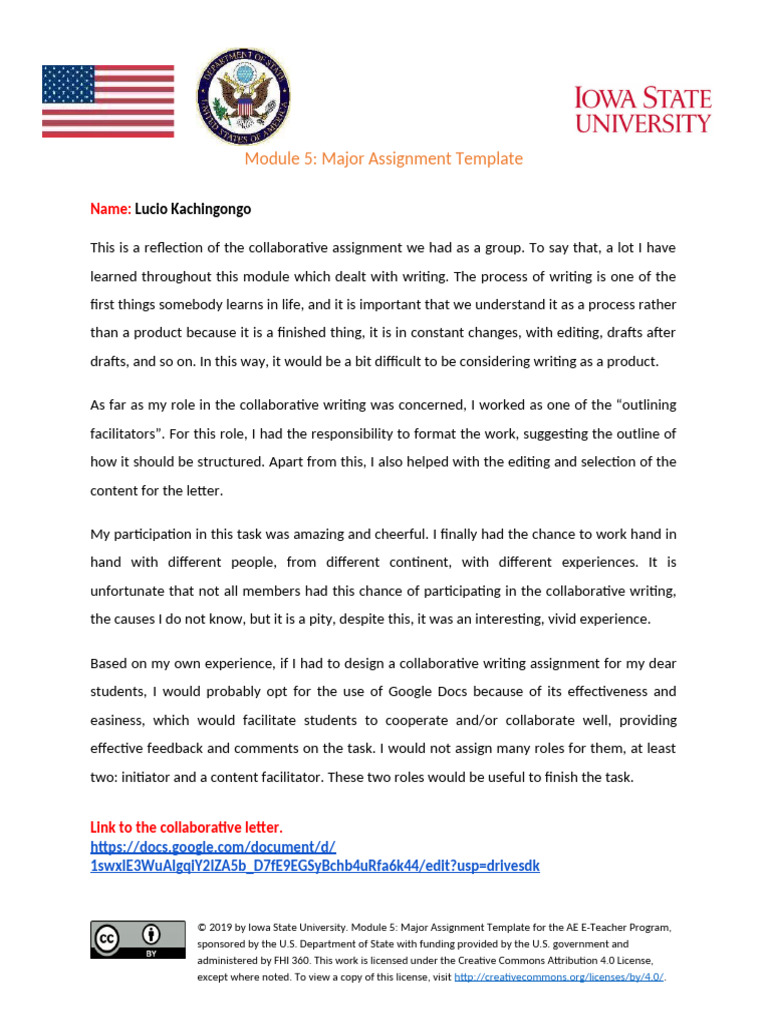 Collaborative Writing Reflection Template | PDF