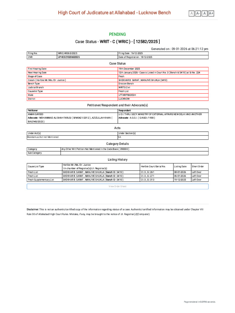 Allahabad High Court Case Status Update | PDF | Legal Procedure ...