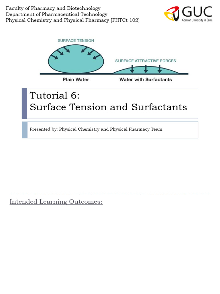 Surface Tension and Surfactants in Pharmacy | PDF | Surface Tension ...