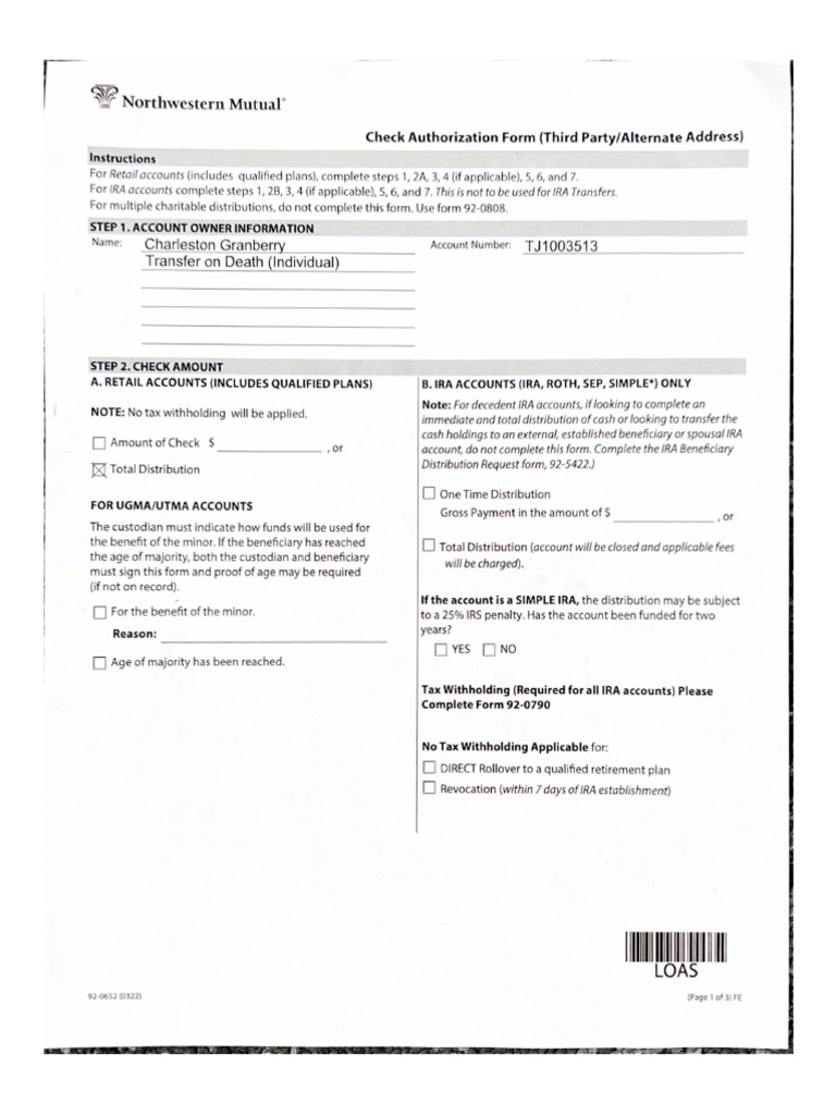 Check Authorization Form (Third PartyAlternate Address) | PDF