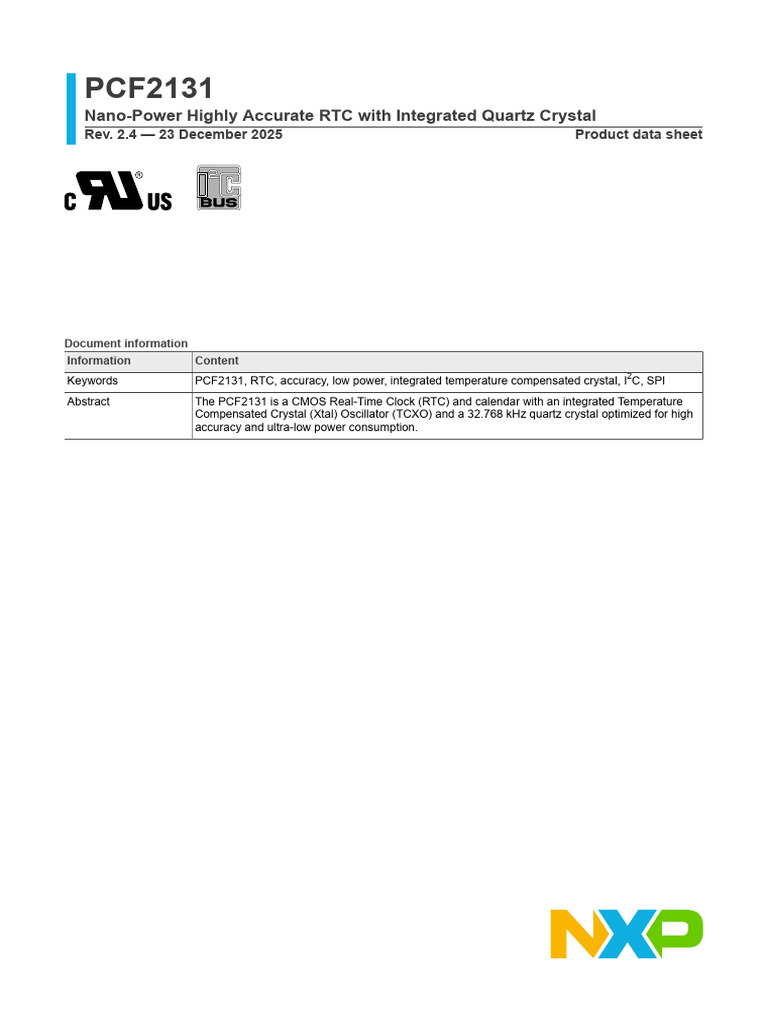 PCF2131 Nano-Power RTC Data Sheet | PDF | Computer Architecture ...