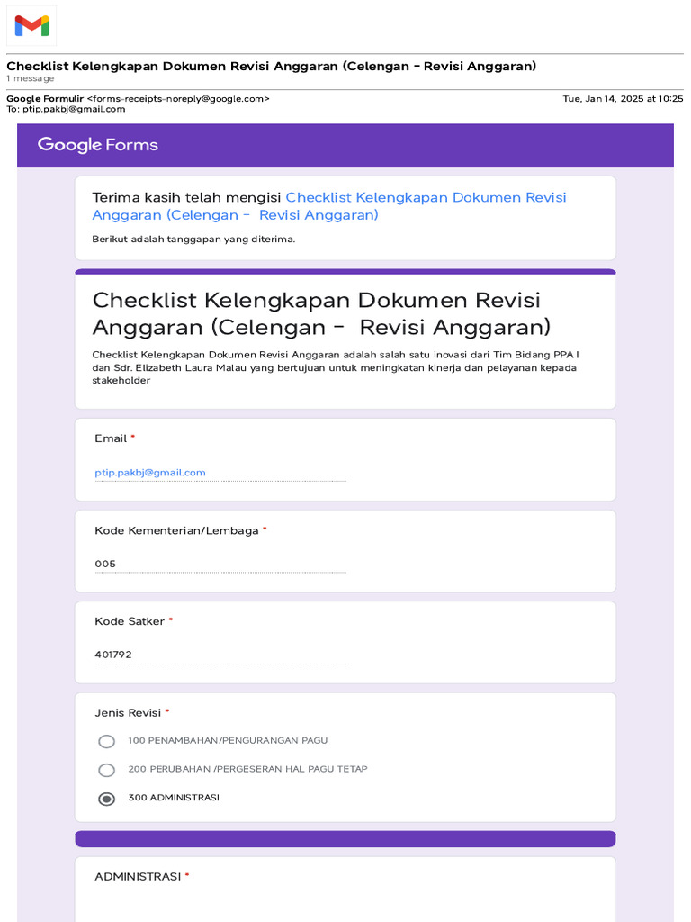 Checklist Revisi Anggaran Celengan | PDF