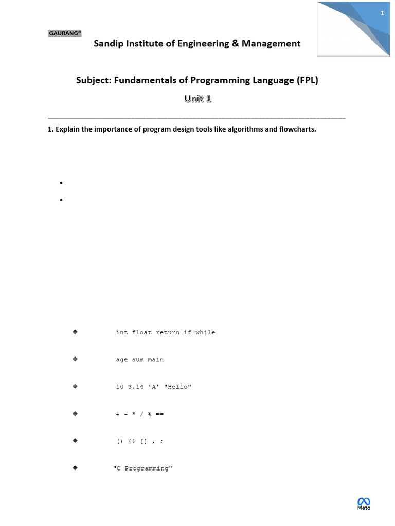 C Programming Fundamentals and Concepts | PDF | C (Programming Language ...