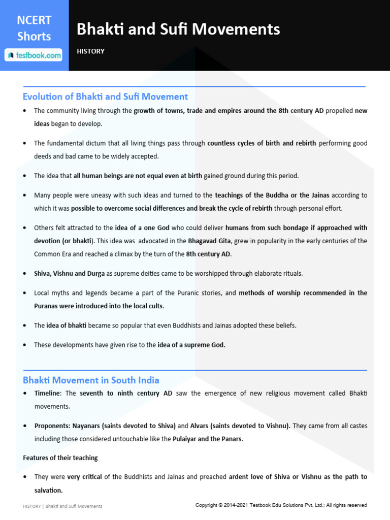 Bhakti and Sufi Movements Overview | PDF | Guru Nanak | Bhakti