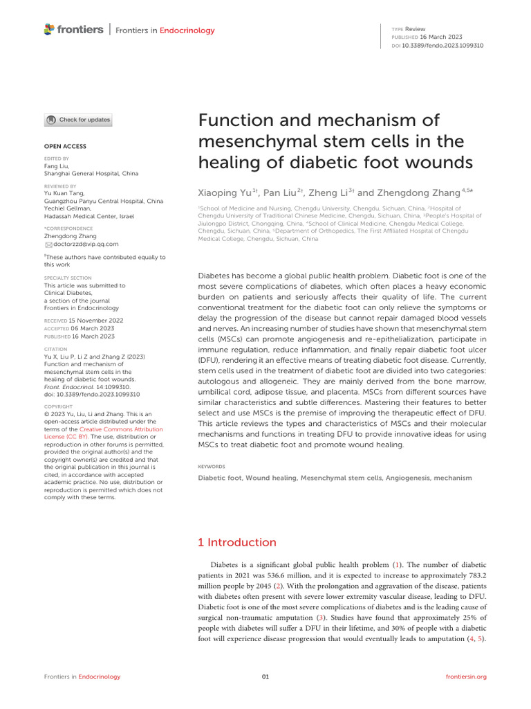 MSCs in Diabetic Foot Wound Healing | PDF | Mesenchymal Stem Cell ...