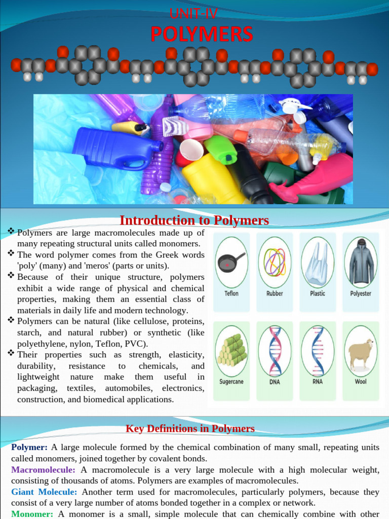 Introduction to Polymers and Their Types | PDF | Polymers | Polymerization