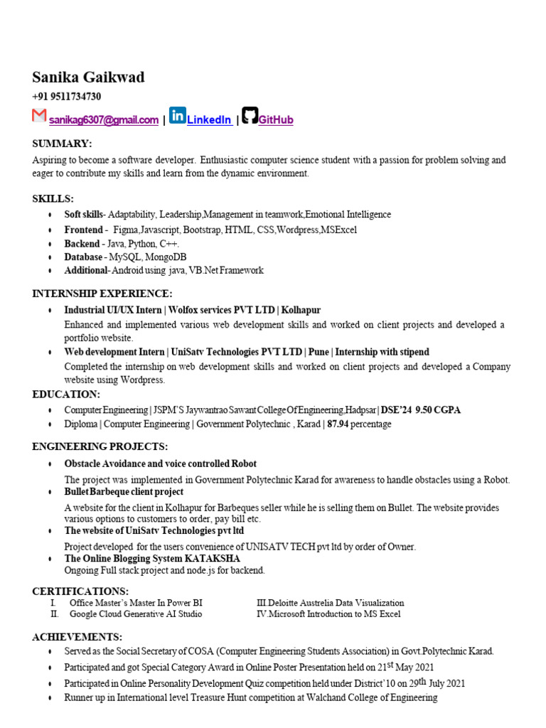 Aspiring Software Developer Resume | PDF | Web Development | Computing