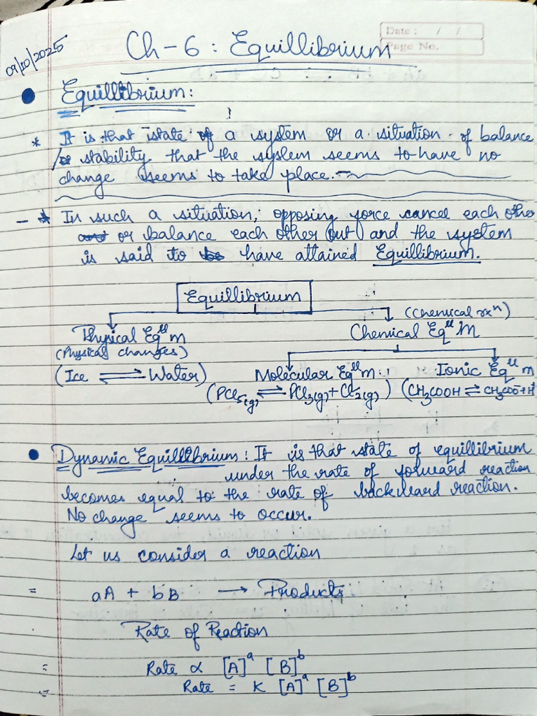 Equilibrium Till Chemical Equilibrium | PDF