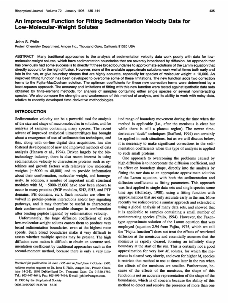 Svedberg Biophysical Journal | PDF | Applied And Interdisciplinary Physics