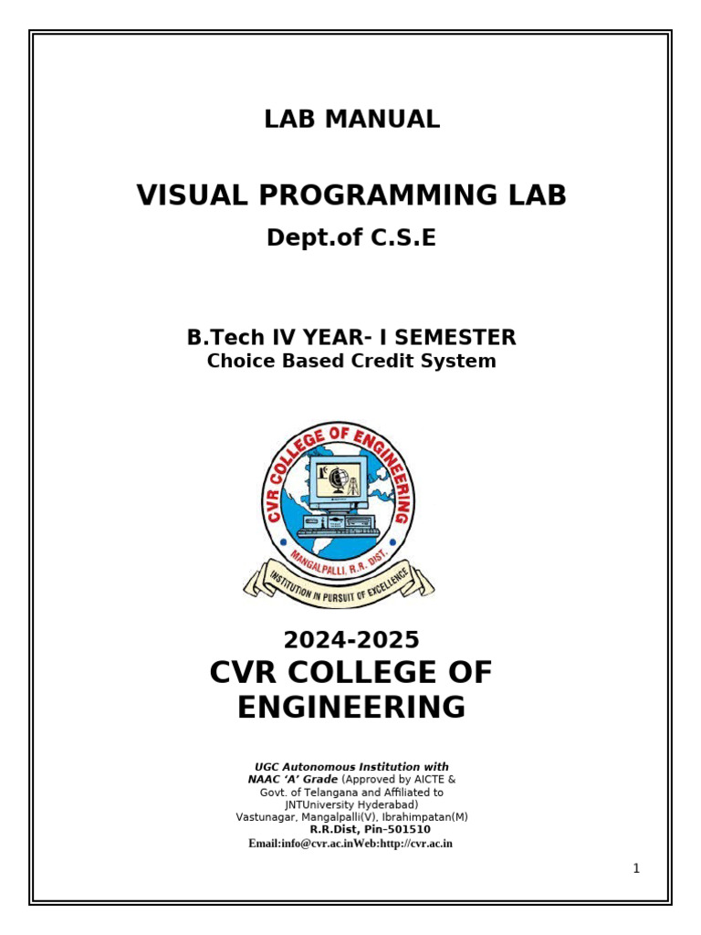 Visual Programming Lab Manual 2024 | PDF | Language Integrated Query ...
