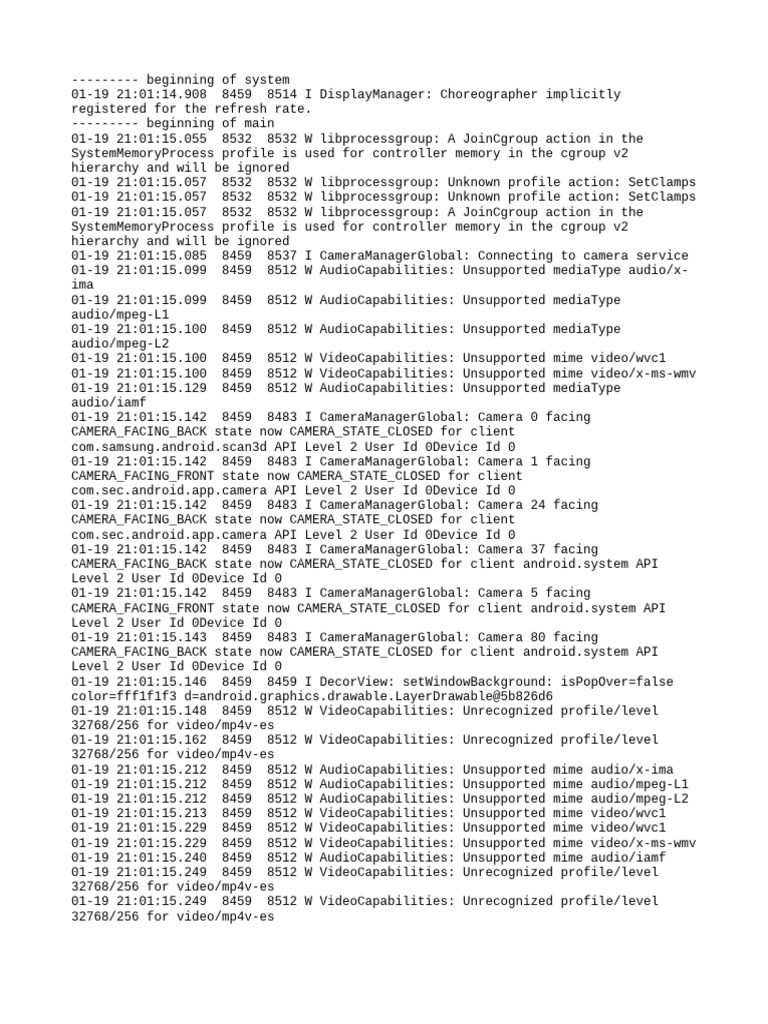 Camera and Audio Capability Logs | PDF | Software | Computing