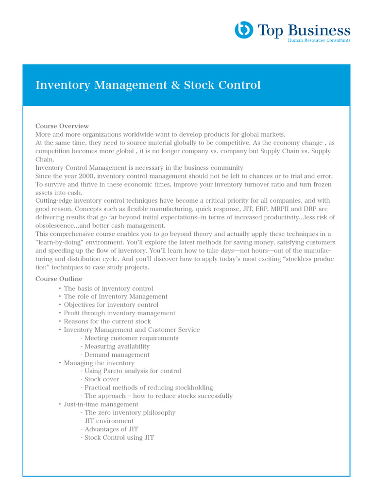 Inventory Management & Stock Control 2017-Good One | PDF | Inventory ...