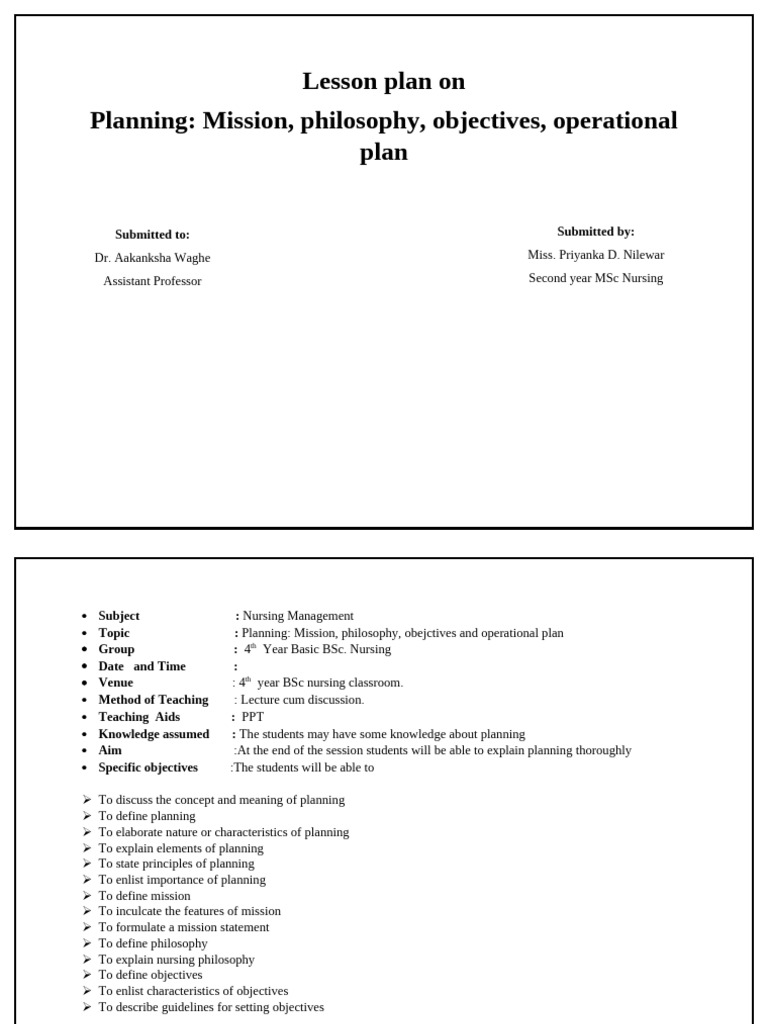 Nursing Management Planning Guide | PDF | Goal | Strategic Planning
