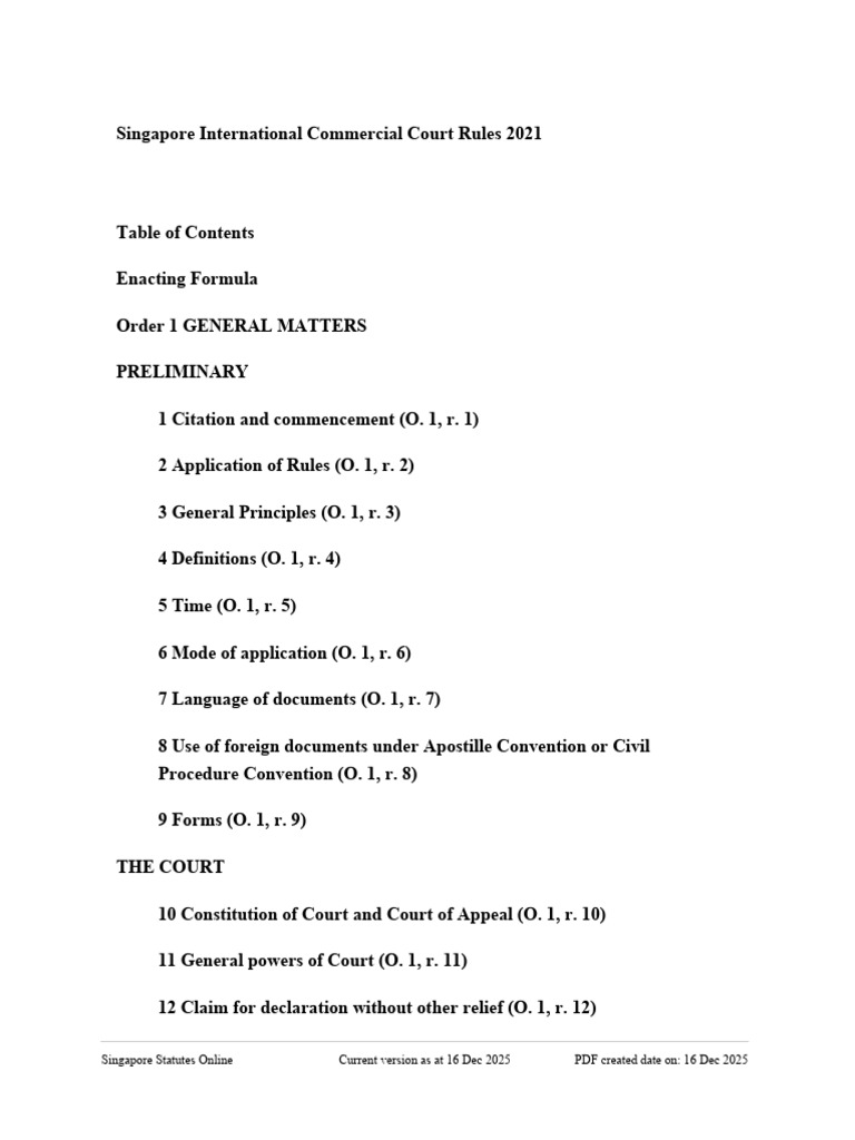 Singapore International Commercial Court Rules 202 | PDF
