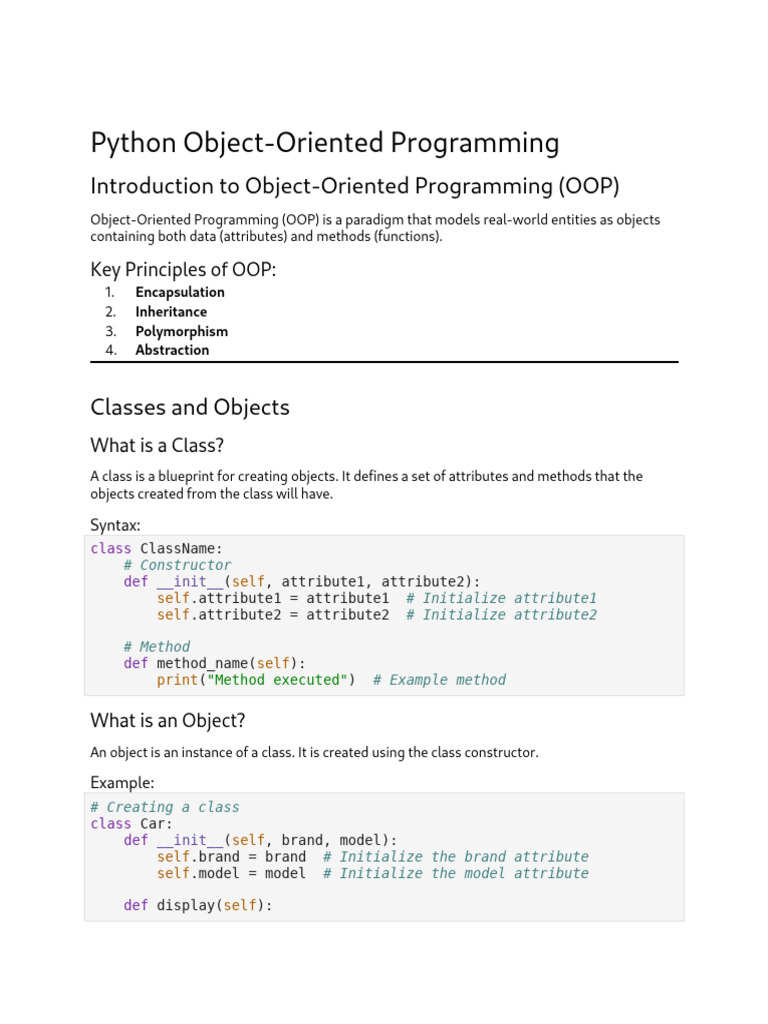 Python OOP Fundamentals Explained | PDF | Object Oriented Programming ...