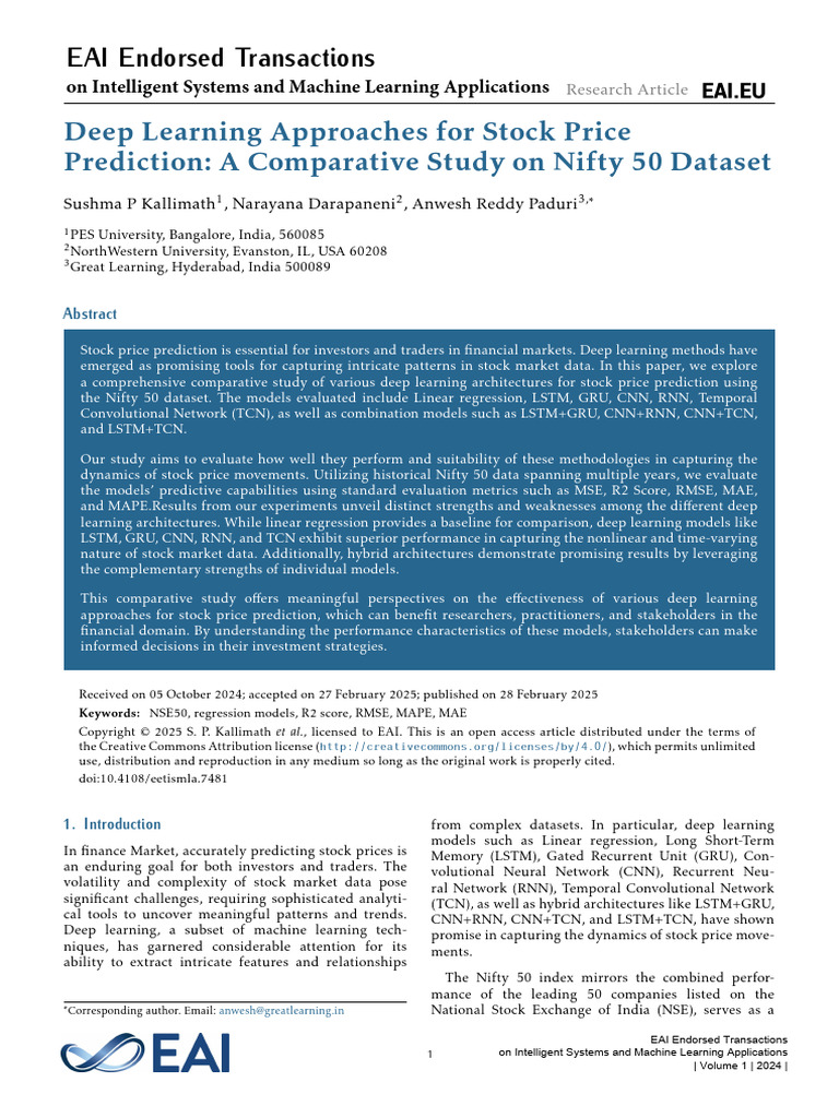 Deep Learning Approaches For Stock Price Predictio | PDF | Forecasting ...