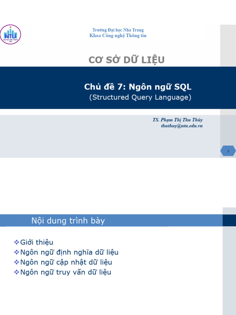 CSDL Chude 7 Ngonngusql | PDF