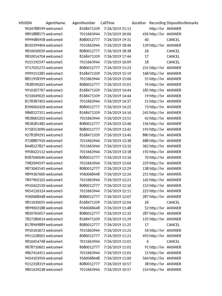 Call Log Data Analysis Report | PDF